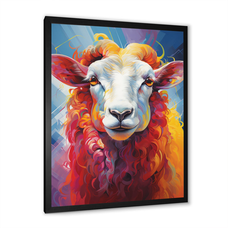 Popart Sheep Ewes I - reproduction sur toile, H 44 po x l 34 po x P 1,5 po, Cadre photo noir