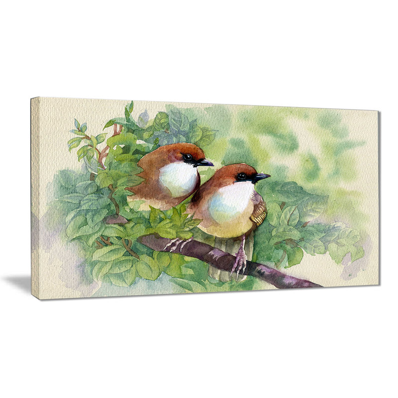 Oiseaux du printemps - reproduction sur toile tendue, H 16 po x l 32 po x P 1 po