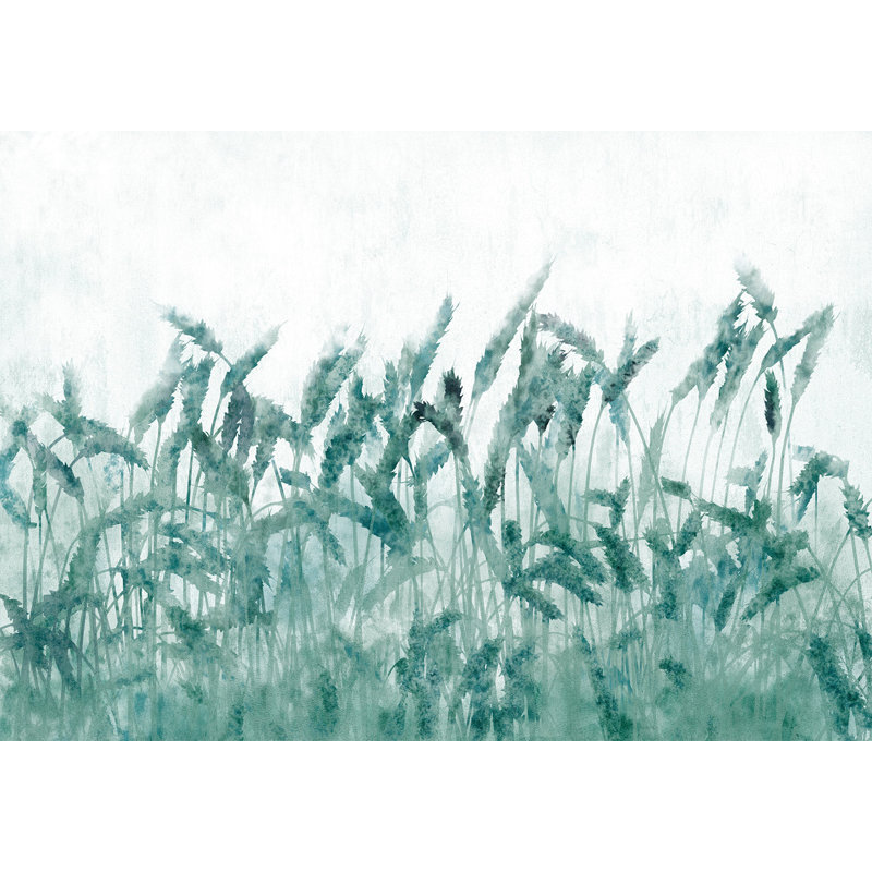 Papier peint floral - Épis bleus, L 124 po x l 177 po