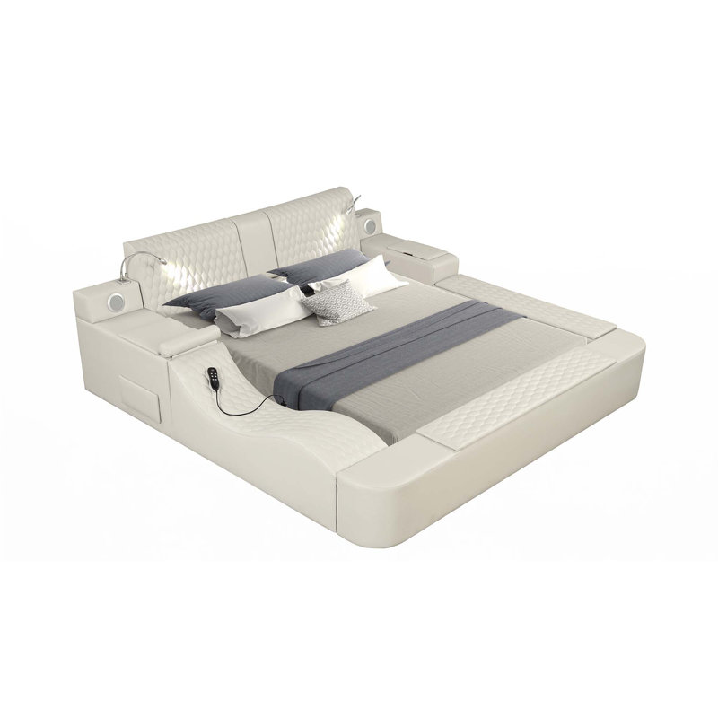 Lit multifonctionnel intelligent en bois (lit seulement), Beige