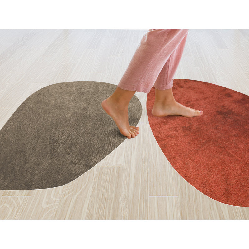 Ruhal Vinyl Machine Printed Area Rug, Rectangle 5'2.6" x 7'6.6"