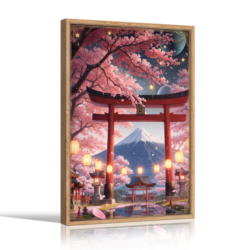 Ensemble de 1 tableau sur toile Fleurs de cerisier, H 36 po x l 24 po, Naturel