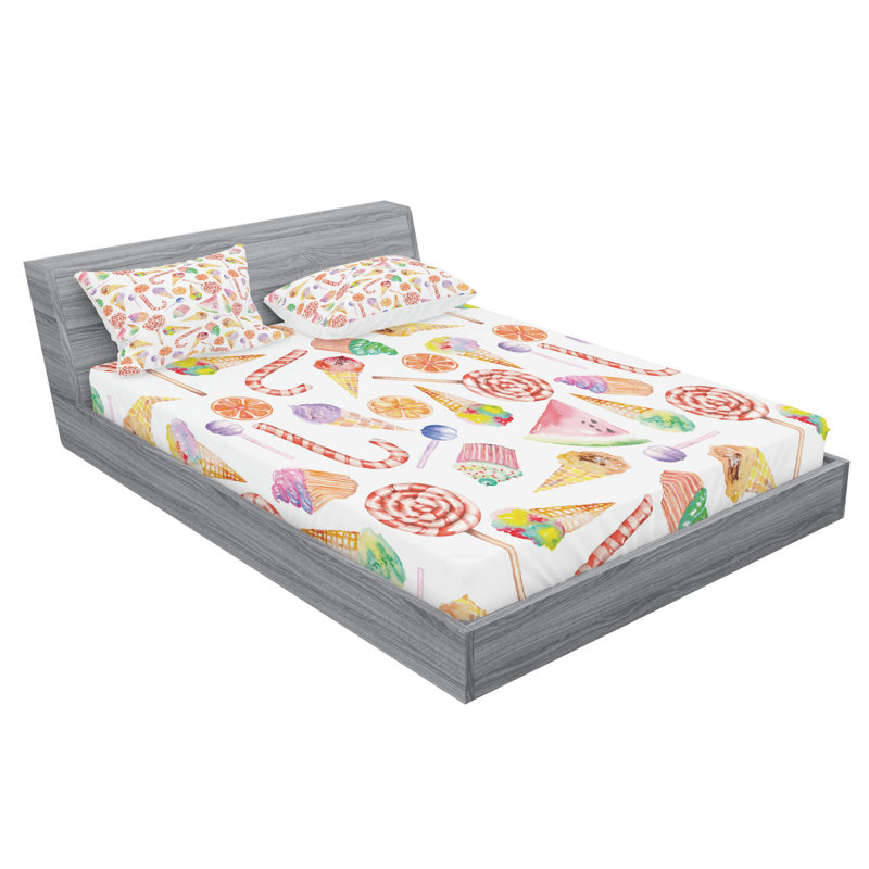 Ensemble de draps Ice Cream, Ensemble de draps pour lit double avec un drap-hou