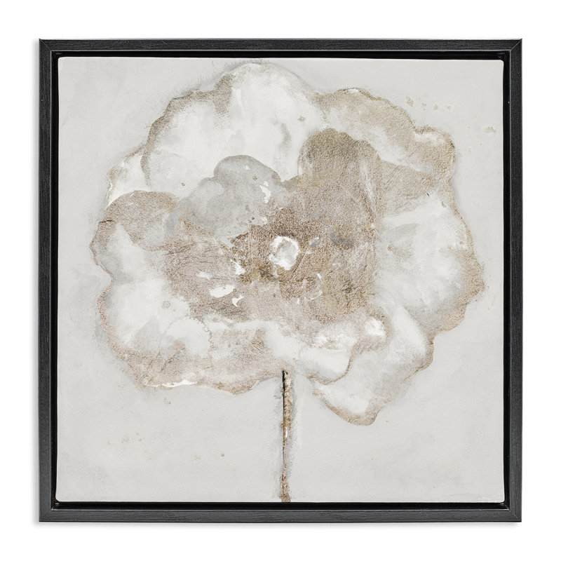 Gilded Flower Blossoms Grey Framed Floater Canvas Wall Art by Patricia Pinto, Jet Black Floater Frame, 18" H x 18" W