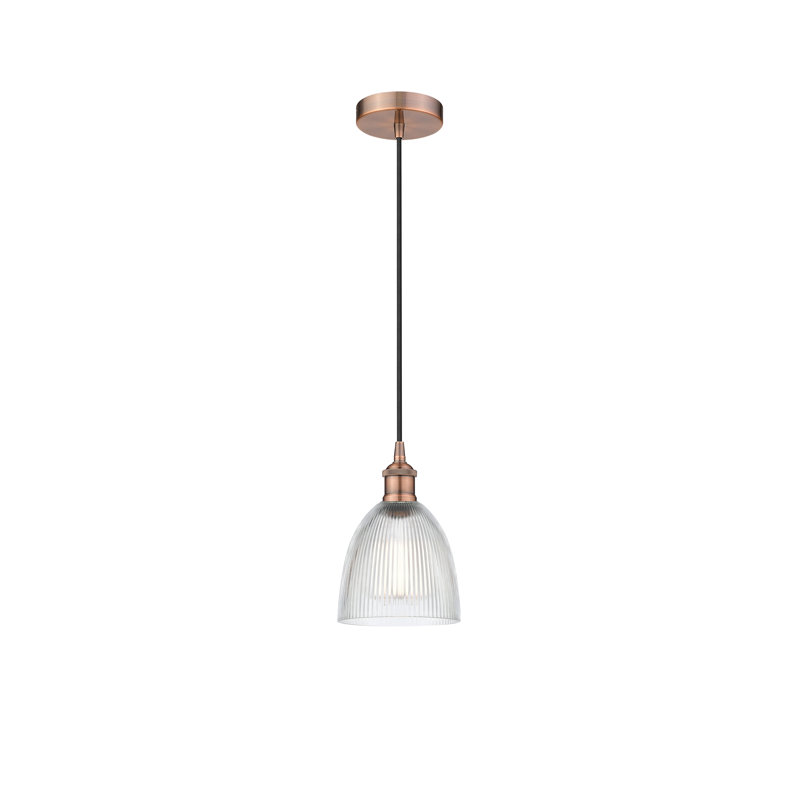 Luminaire suspendu en forme de dôme à 1 lumière Philomene, Transparent, Cuivre antique