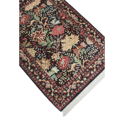 Handmade Pak-Persian Nasiba Runner -  Black - Red , 2'1" x 3'1"
