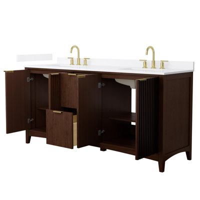 Palmilla 72" Freestanding Double Bathroom Vanity with Quartz Top