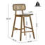 Ensemble de 2 tabourets de bar modernes en bois avec dossier en rotin