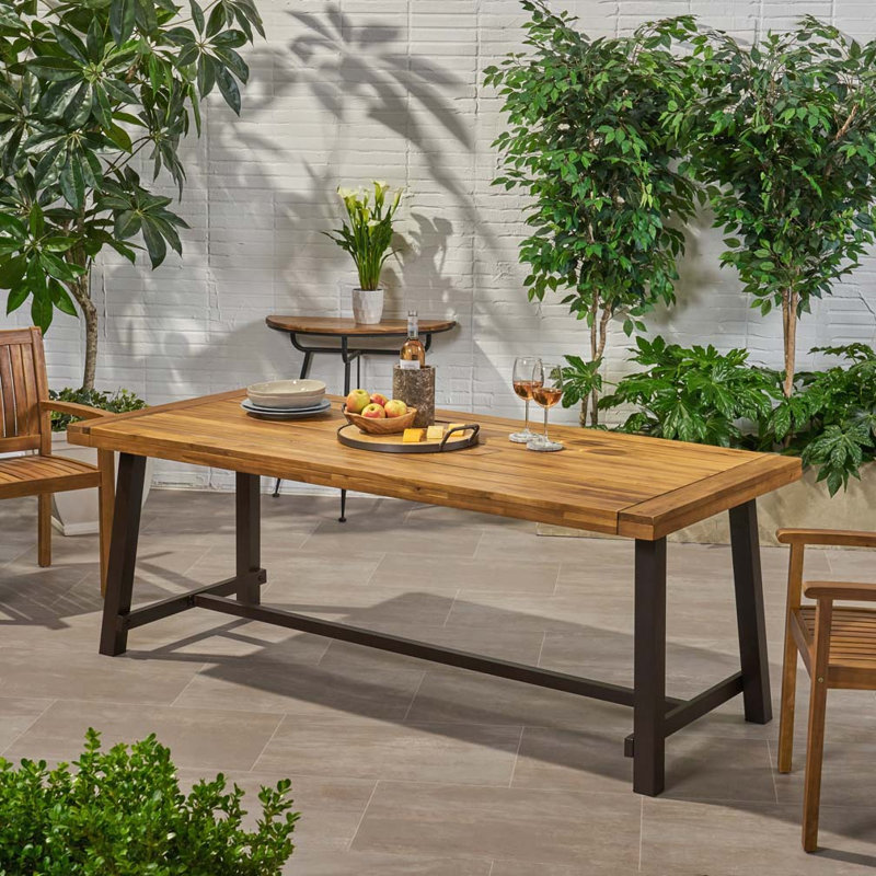 Table de salle à manger d'extérieur en bois d'acacia