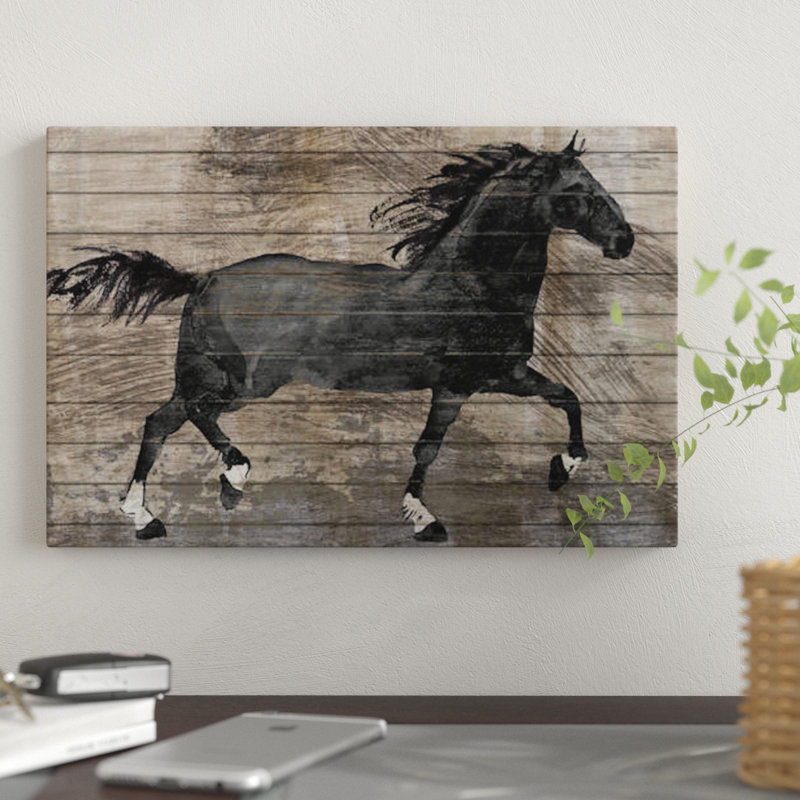 « barnwood cheval », impression sur toile, H 26 po x l 40 po x P 1,5 po, Toile tendue, Pas de tapis
