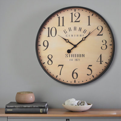 Clocks, Round, Wall Clock, Antique Brown, Transitional