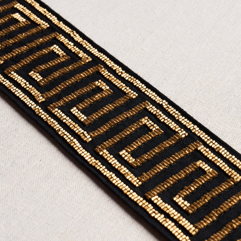Delphi Beaded Tape, Gold on Black