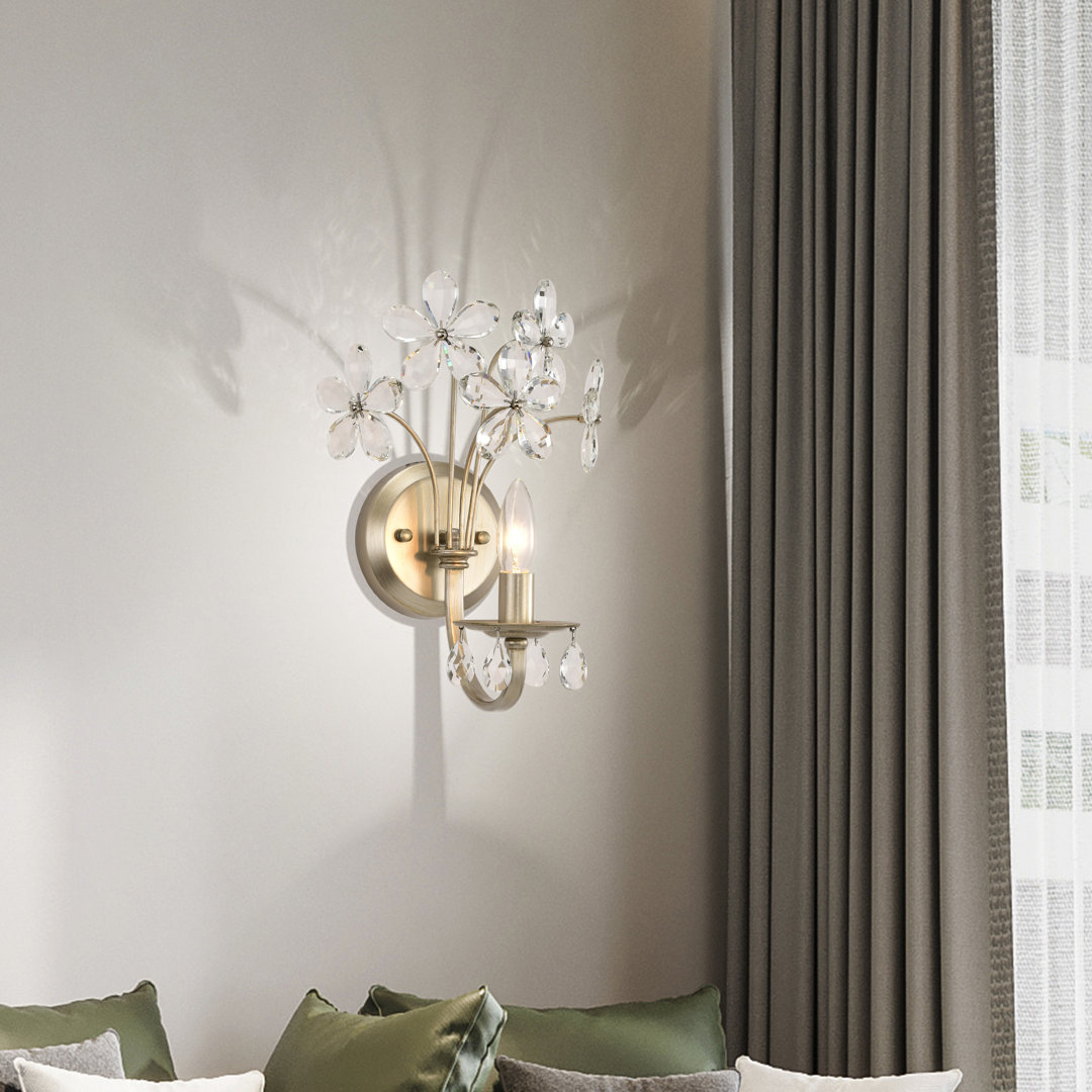 Jamisha 1 Light Champagne Daisy Flower Glass Crystal Armed Sconce House of Hampton®