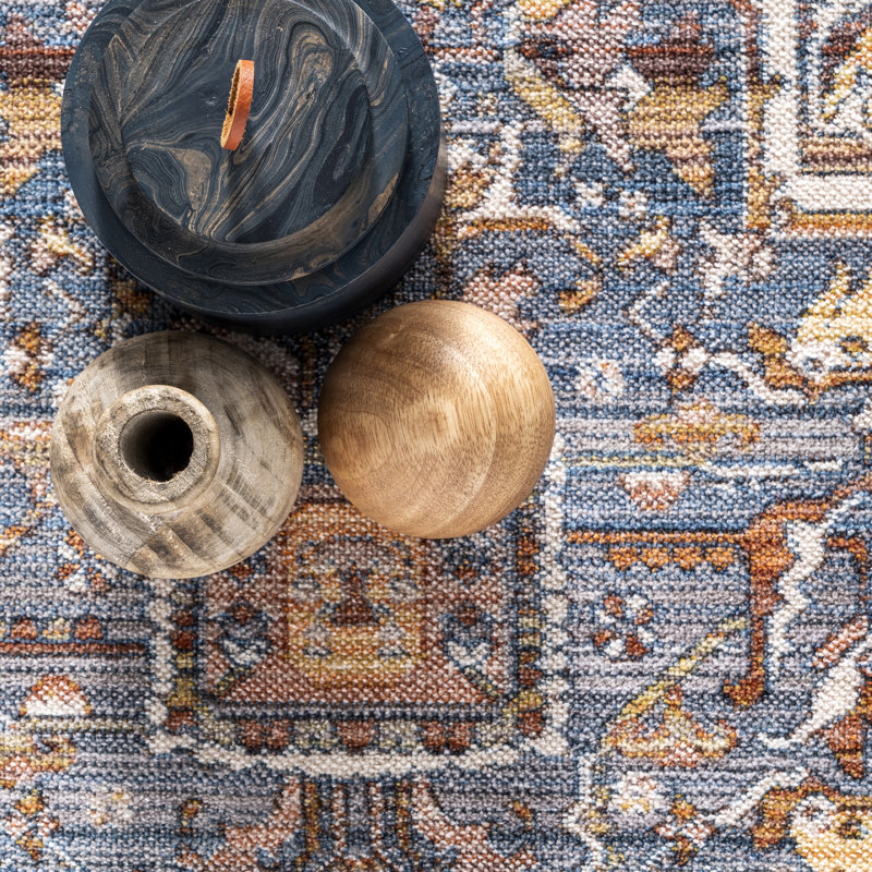 Windmere Traditional Oriental Medallion Rust/Brick/Navy Area Rug, Oval 4' x 6'