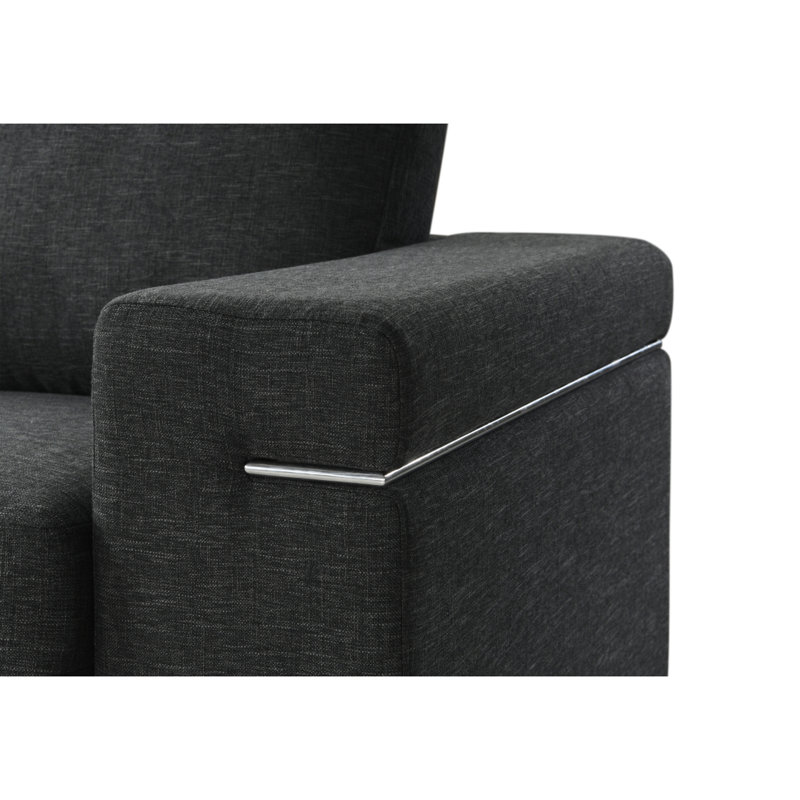 Chaise avec accoudoirs en lin, Noir