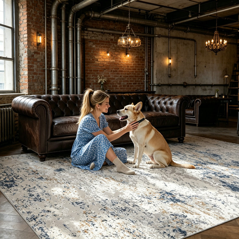 Rectangle Abstract Washable Area Rug, 160*230cm