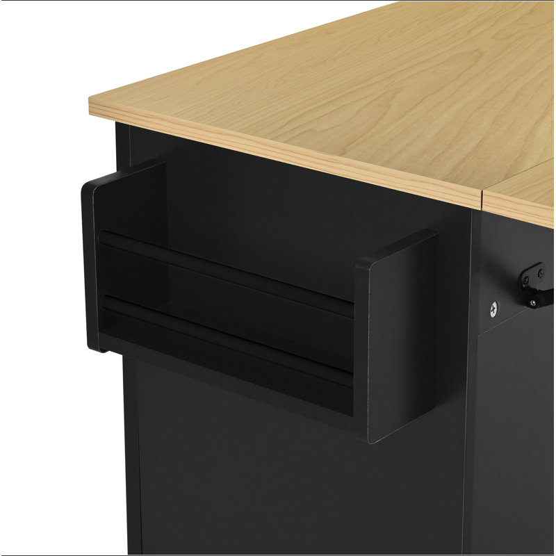 Farmhouse Kitchen Island with Drop Leaf and 2 Seatings, Kitchen Table Set with Storage Cabinet, Drawers, Door Shelves and Power Outlet