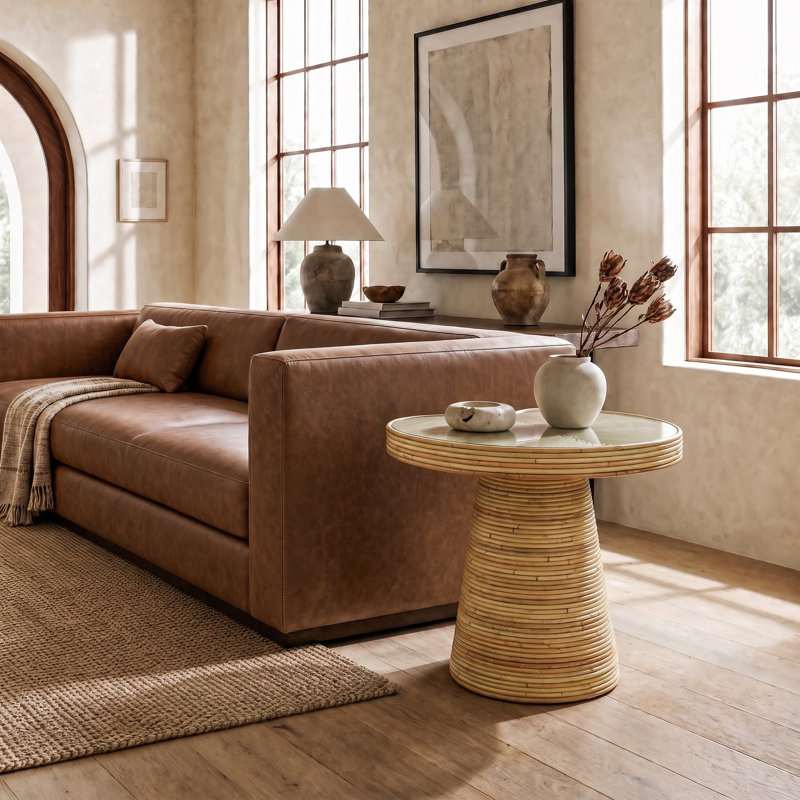 Grande table d'appoint en rotin Nile