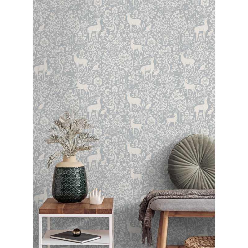 Papier peint bleu Deer Woods, Bleu