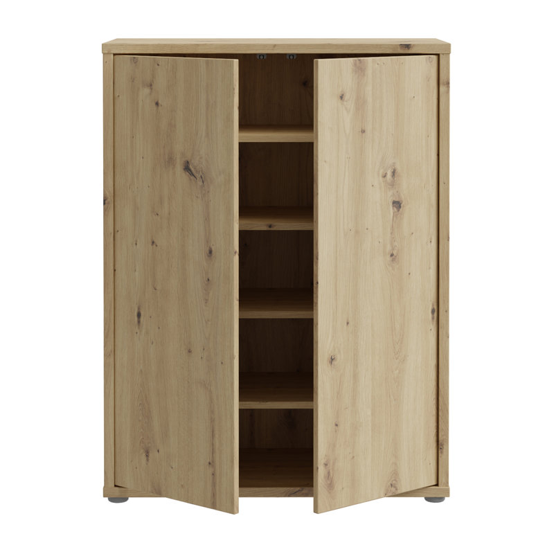 15 Pair Shoe Storage Cabinet, Oak Wood
