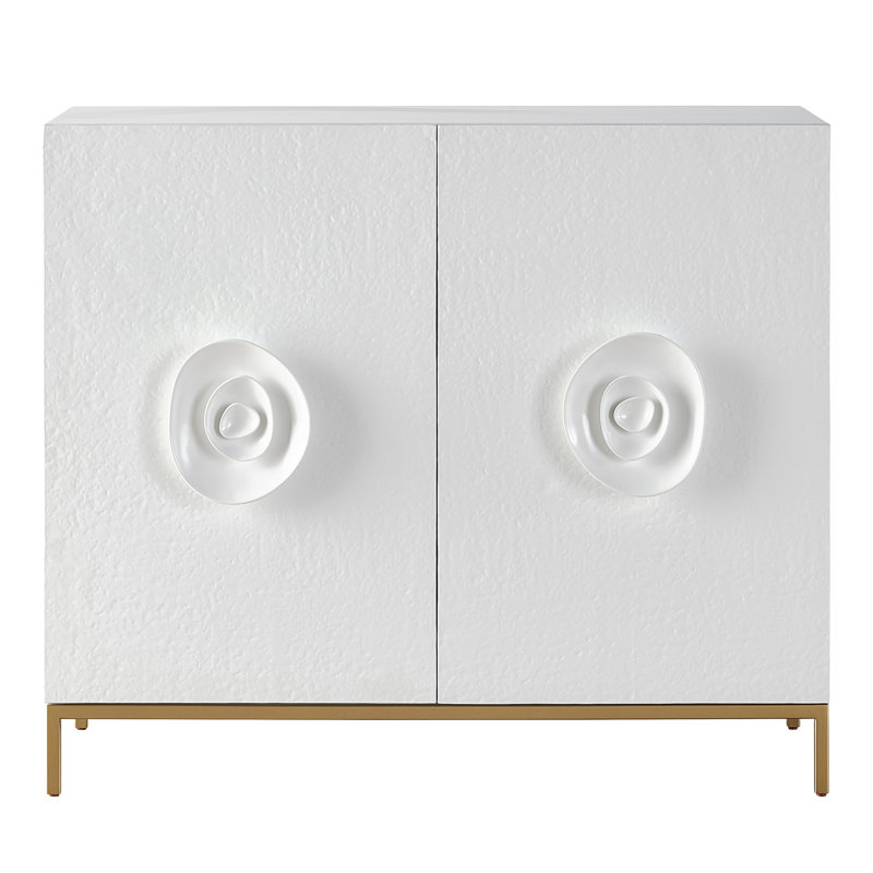 42" Fleur Textured Finished Hall Chest in Milky Mushroom with Soft Gold Base