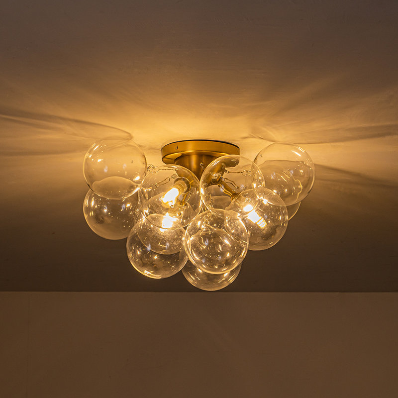 Plafonnier semi-encastré 3 lumières Spoutnik, Doré
