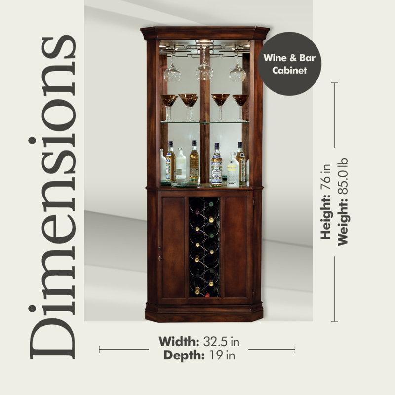 Piedmont Corner Wine Cabinet in Rustic Cherry