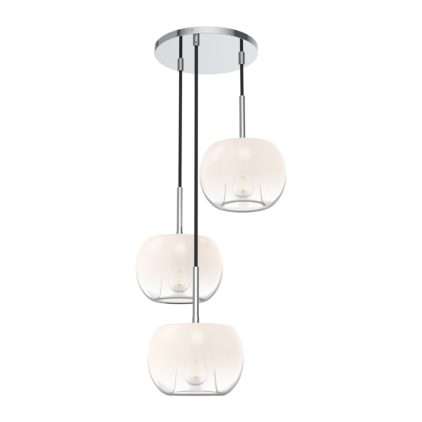 Samar 3 Light Glass Steel Pendant, Chrome/Opal