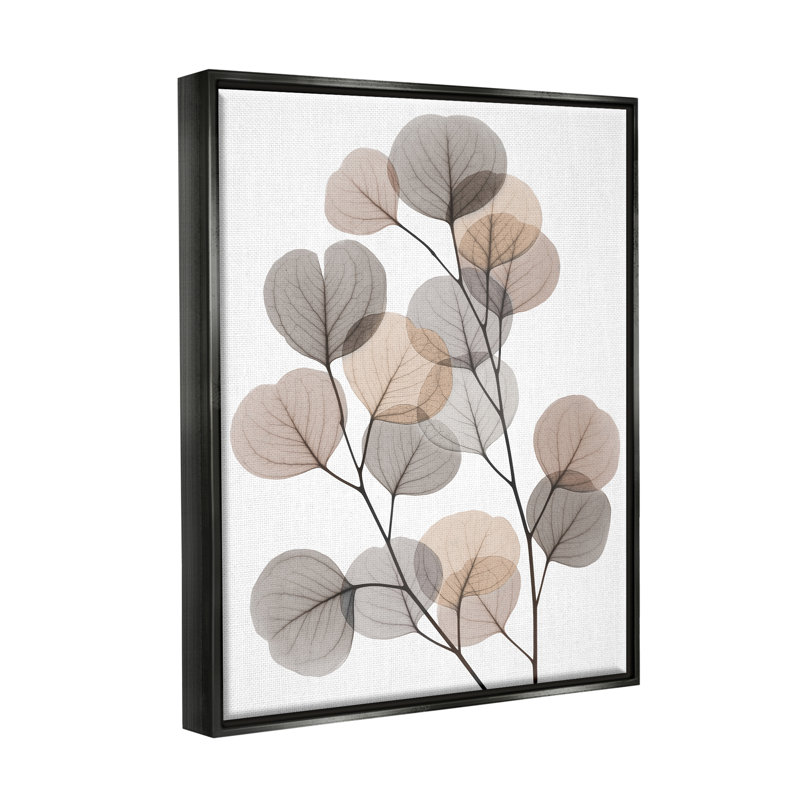 Art mural moderne sur toile, feuilles d'eucalyptus moderne et feuilles brun gris translucide par Albert Koetsier