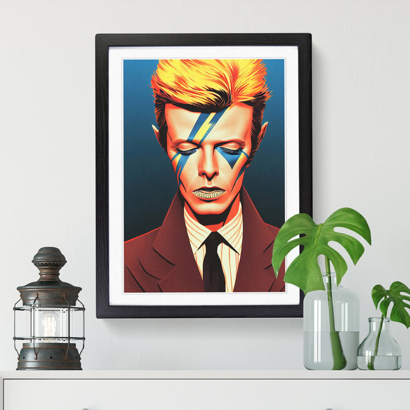 Kiskimere David Bowie Portrait Vol.2 - Picture Frame Print, 64cm H x 46cm W x 2cm D, Walnut