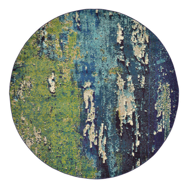 Rizer Washable Abstract Indoor Rug, Round 6'1"
