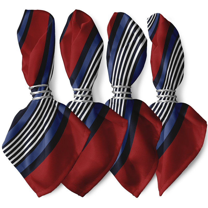 Horacia Polyester Striped Square Napkin, Red
