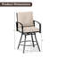 Ensemble de 2 tabourets de bar pivotants d'extérieur, chaises de patio à hauteur de bar avec dossier haut, noir et beige