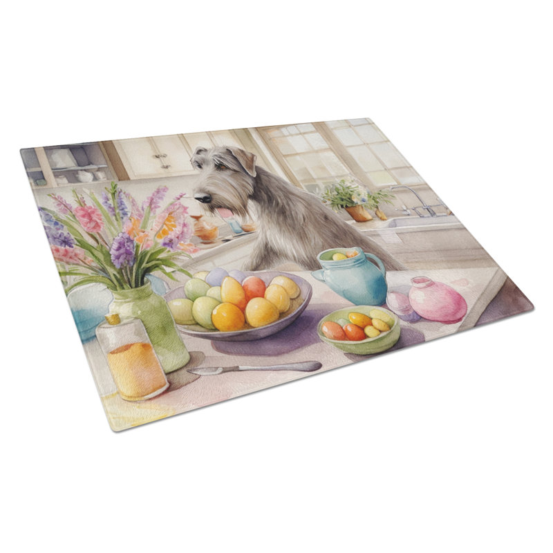 Decorating Easter Irish Wolfhound Glass Cutting Board