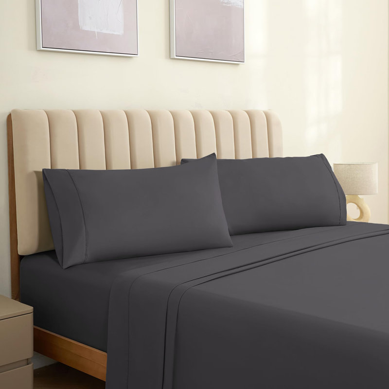 LuxClub 2 PC Grey King Performance Microfiber Solid Pillowcase Set, Gray, King Pillowcase