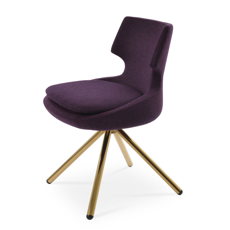 Chaise d'appoint Patara, Noir, Laine marron profond Camira, Laine Camira