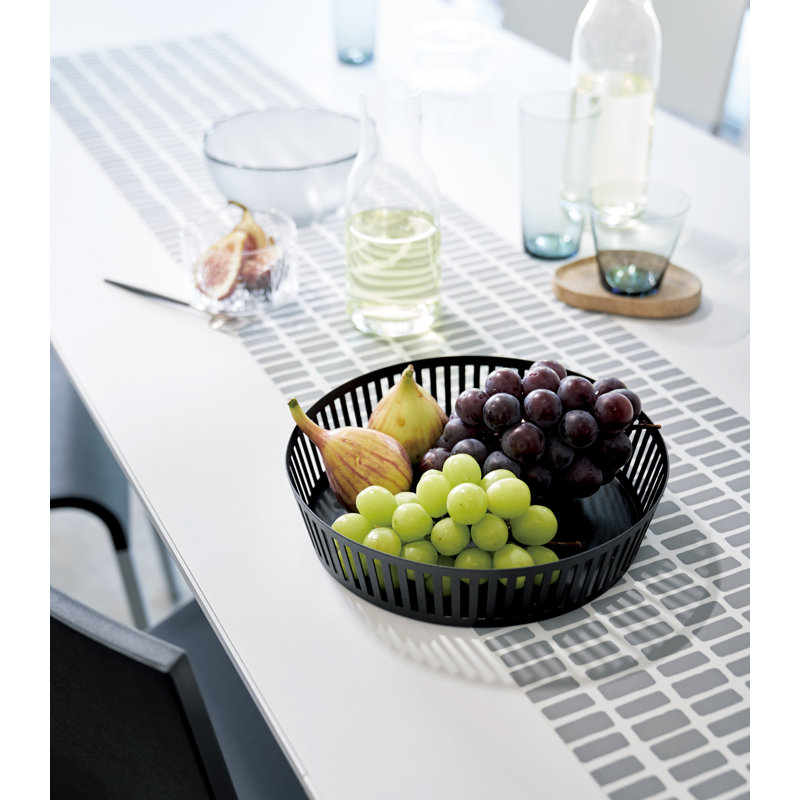Wide White Steel Minimalist Round Fruit Basket
