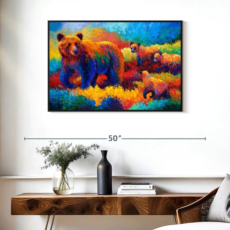 Grizz Family, Floating Frame Black, 37" X 25"
