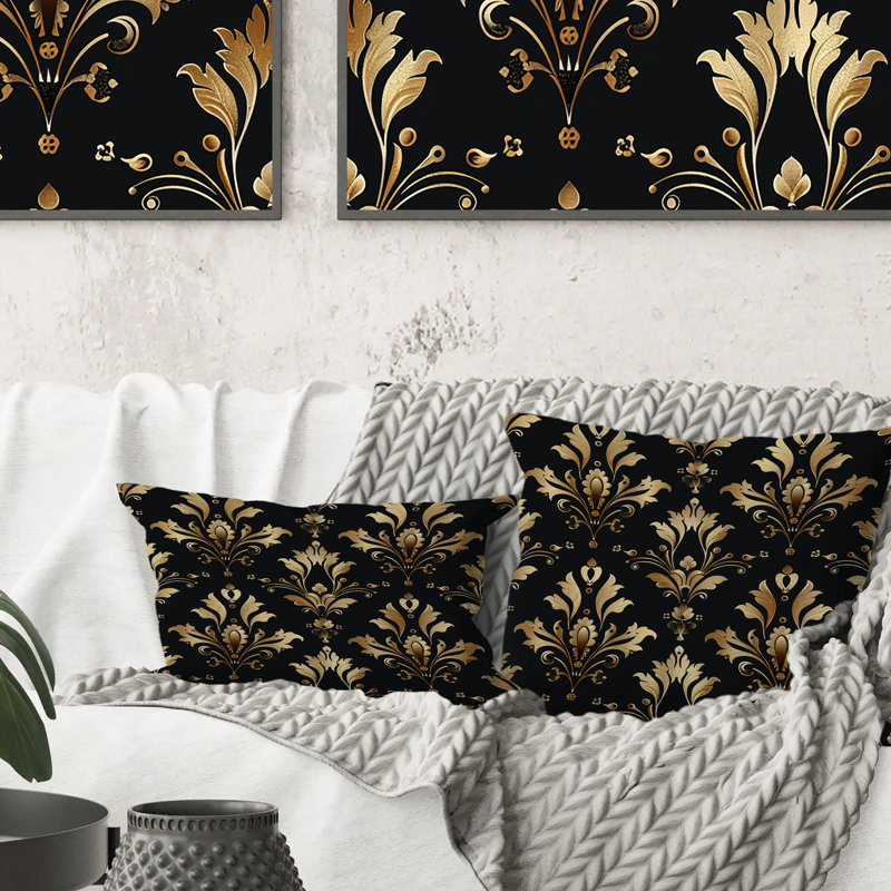 Damask Glam I - Glam Throw Pillow, 16"H x16"H