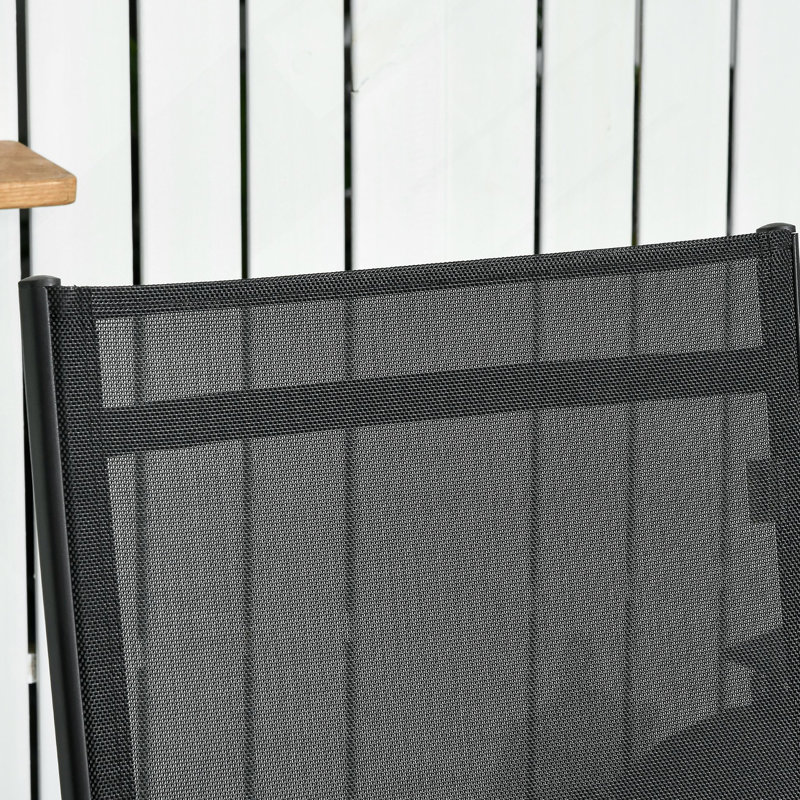 Chaise longue d'extérieur Outsunny, ensemble de 2 pièces avec roulettes et 5 positions réglables pour le patio, la plage, la cour, la piscine, noir