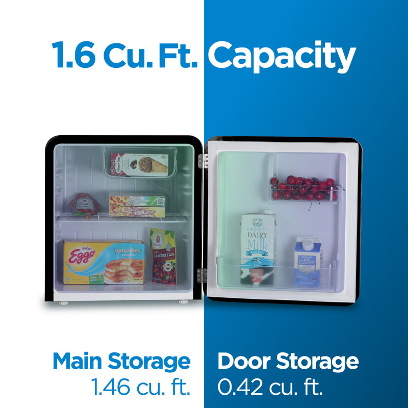 CCRA Series Commercial Cool Retro 1.6 cu. ft. Freestanding Mini Fridge with Freezer, Black