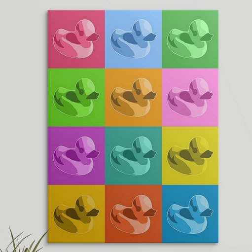 «Caoutchouc canards» par Justin, impression, H 24 po x l 18 po x P 1,25 po, Toile