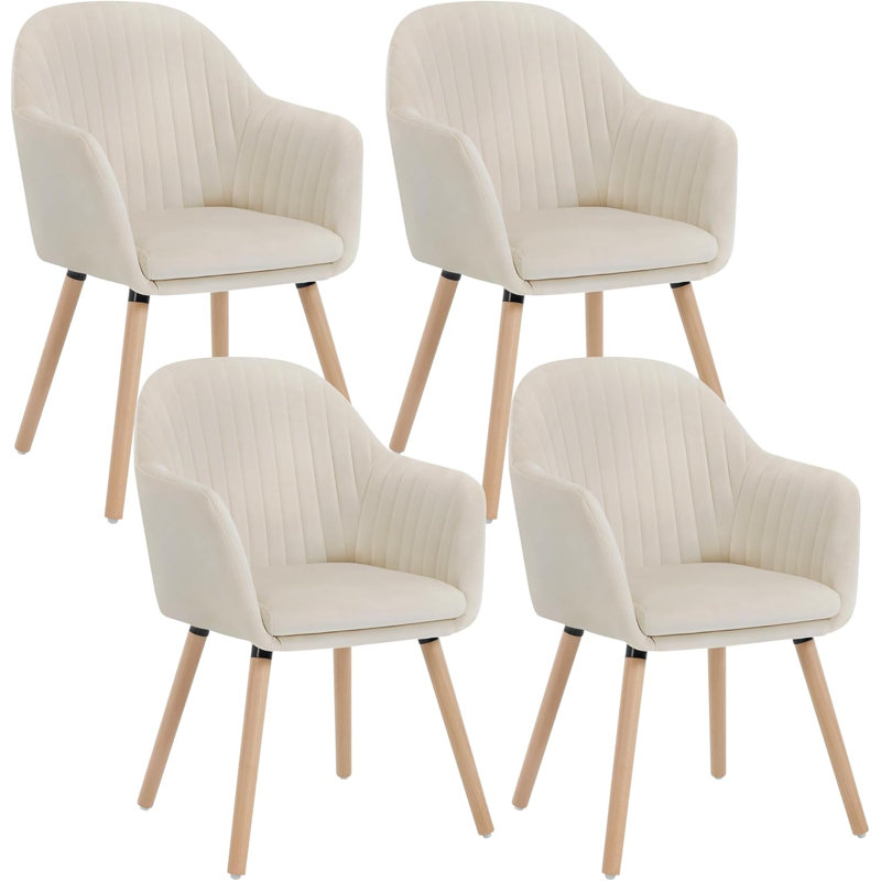 Mirakel 47cm H Velvet Upholstered Armchair, Cream, 1