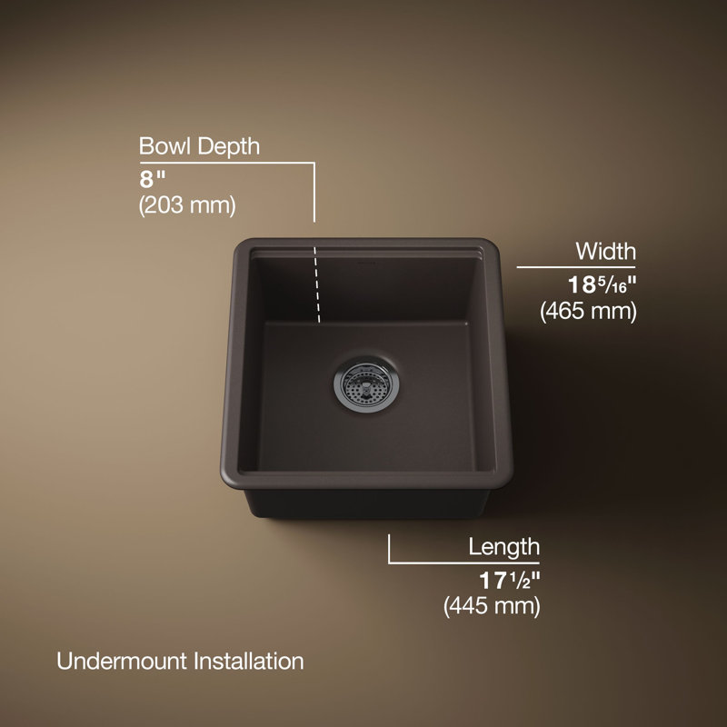 Billings Undermount Bar Sink With Accessories, Brown