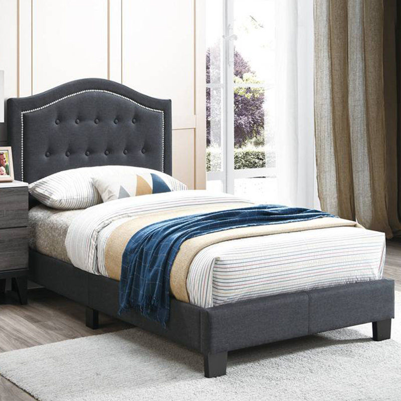 Lit plateforme tapissier Ahuva, Simple, Anthracite