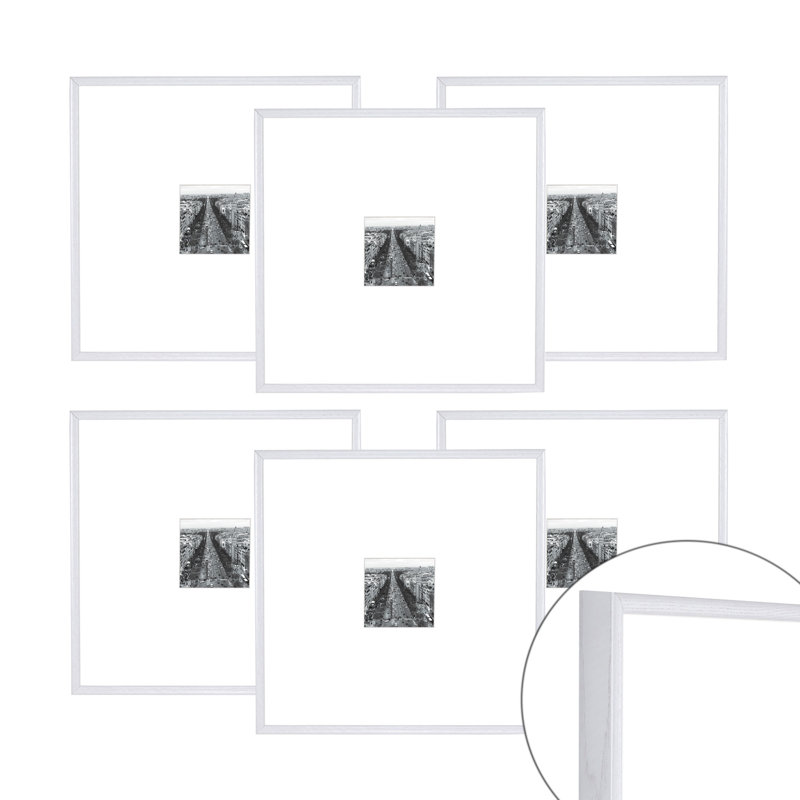 Ensemble de 6 cadres muraux en bois de frêne, Blanc, 5 po x 7 po