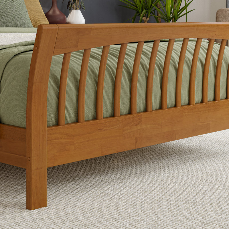 Orleans Solid Wood Low Profile Platform Bed with Matching Footboard, Light Toffee, King