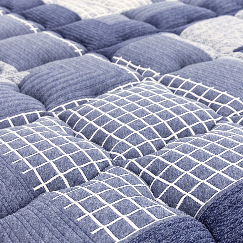 Très grand matelas bleu de 14 po avec unité de poche, mousse à mémoire de forme, couches de mousse et housse souple, couches roulées compressées, super tissu