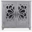 Élégant buffet avec 2 portes en miroir en acrylique, buffet et rangement, armoire décorative grise et stratifié gris et support en panneau de fibres à densité moyenne, tablette spacieuse réglable-1175148606