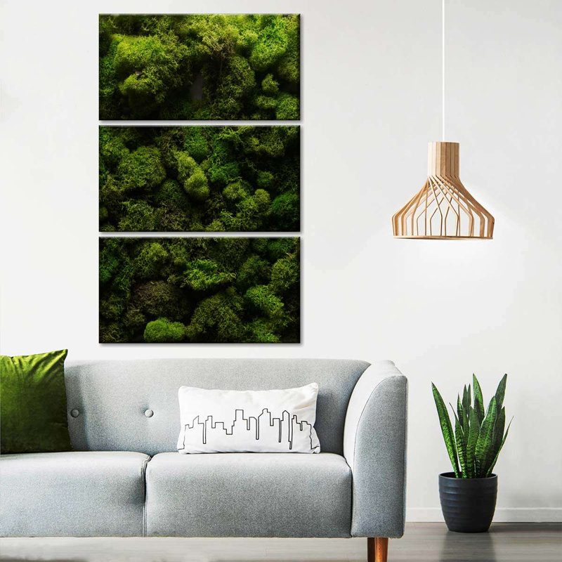 " Thick Moss " 3 - Pieces, 74" H x 48" W x 1.25" D